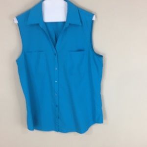 Talbots Factory Turquoise Sleeveless Button Down Top Size Large